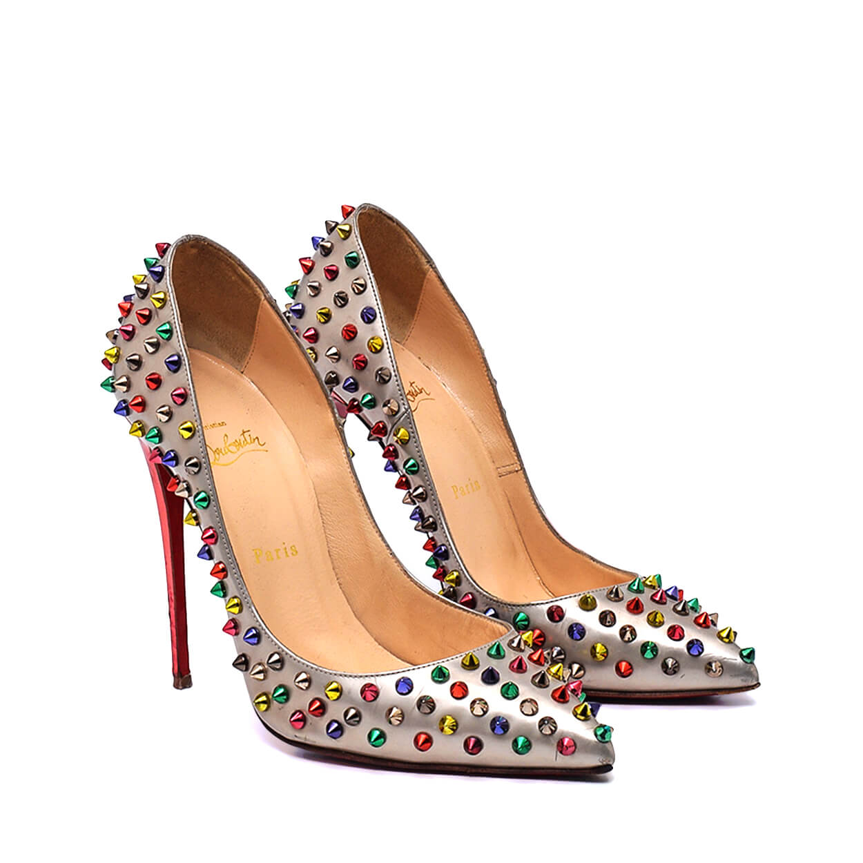 Christian Louboutin - Multicolor Leather Pigalle Follies Spikes Pumps 40